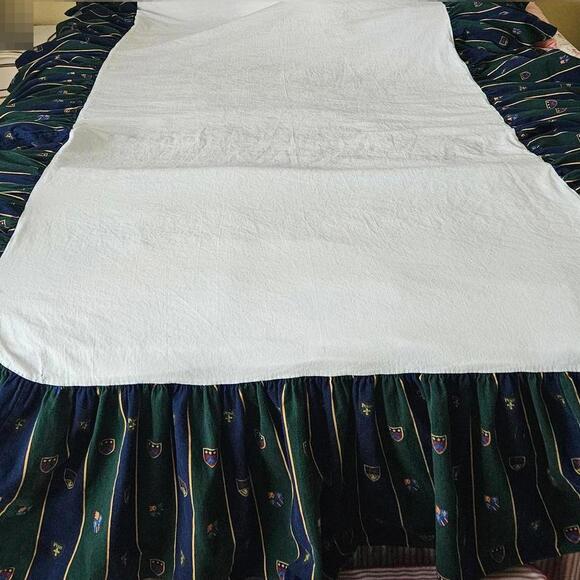 Ralph Lauren Twin Green/Navy Chappel Stripe Comforter w/ bed skirt. Pre-owned. - Picture 5 of 9